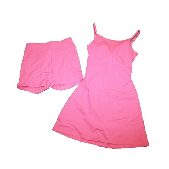 Tennis Dress W/ Shorts Golf Athletic Cut-out Back 2 Pc.Set Neon Pink Size S NEW - Picture 1 of 2
